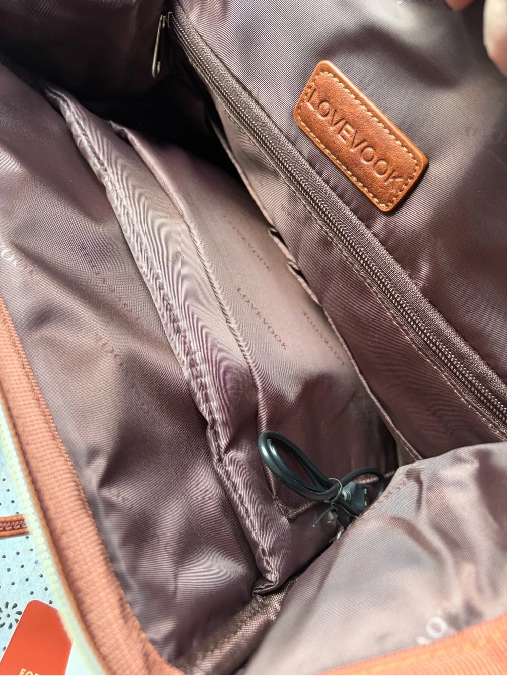 NWT LOVEVOOK brown Vegan Leather 15.6” Laptop Backpack - USB Port & Gold Zippers